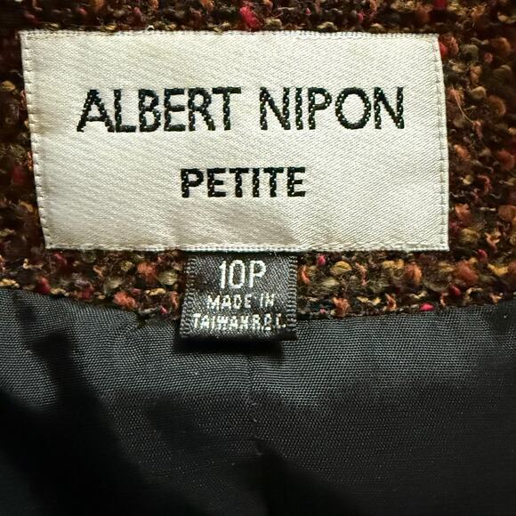 VTG Amazing Fall Look Albert Nipon 10P Brown Tweed Raw Edge 4-Button Blazer - Picture 5 of 6